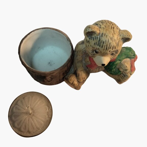 Teddy Bear Figurine Candle Holder Christmas Holiday Wreath - Picture 7 of 8